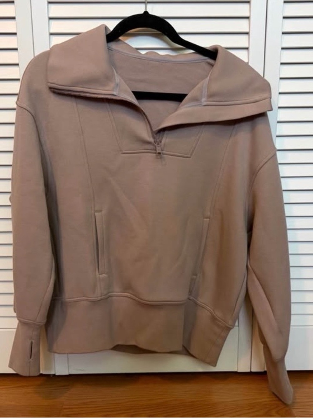 Women's Quarter-Zip Pullover Hoodie - Taupe